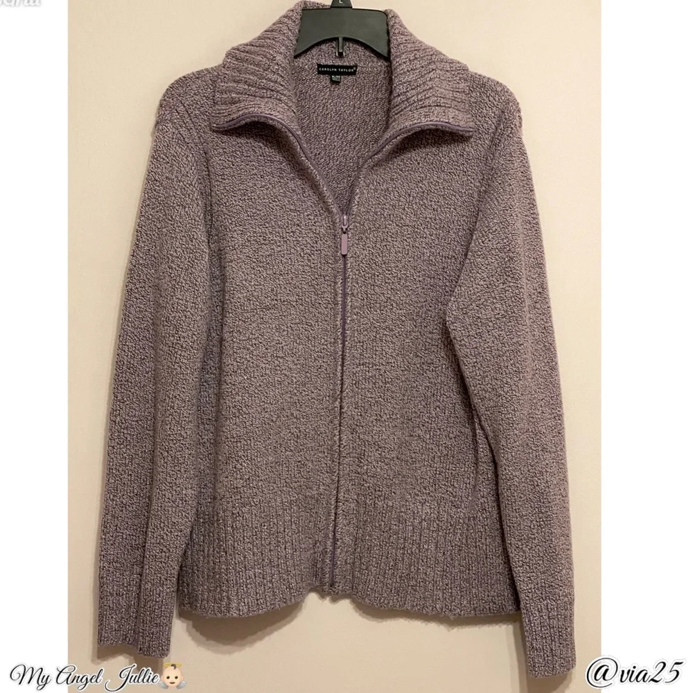 Carolyn Taylor Womens Turtleneck Knit Sweater Size XL Color Purple/Black - Picture 1 of 7